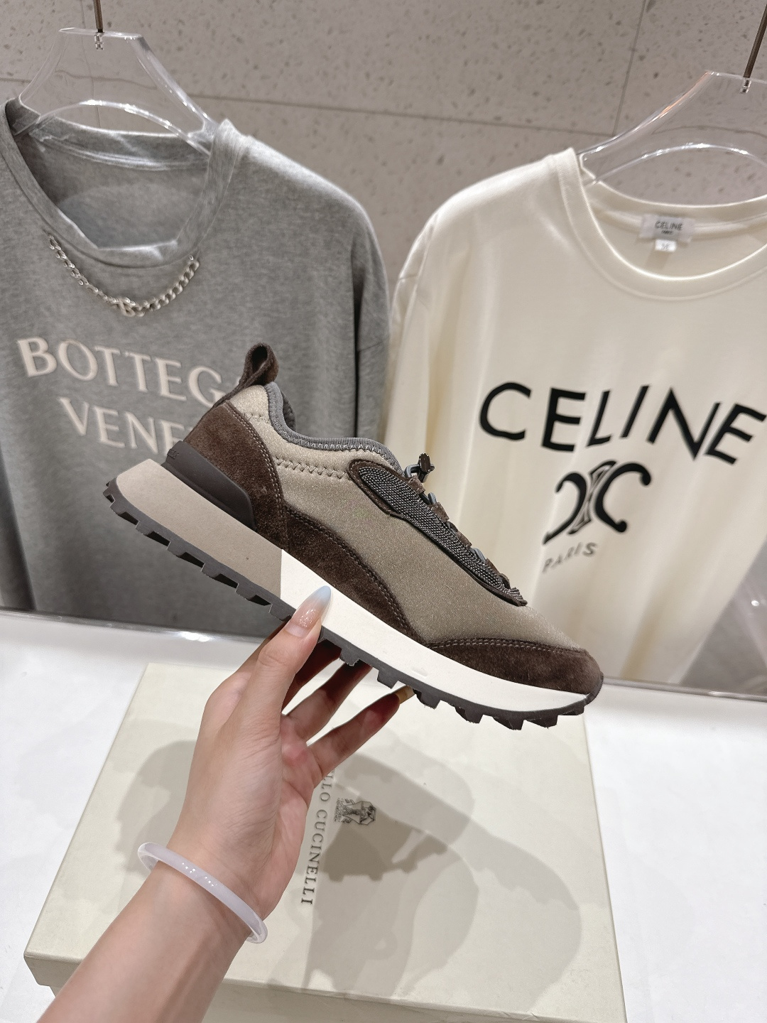 高版本出厂 情侣款 Brunello Cucinelli F059新款BC系带厚底情侣款休闲运动鞋，市场