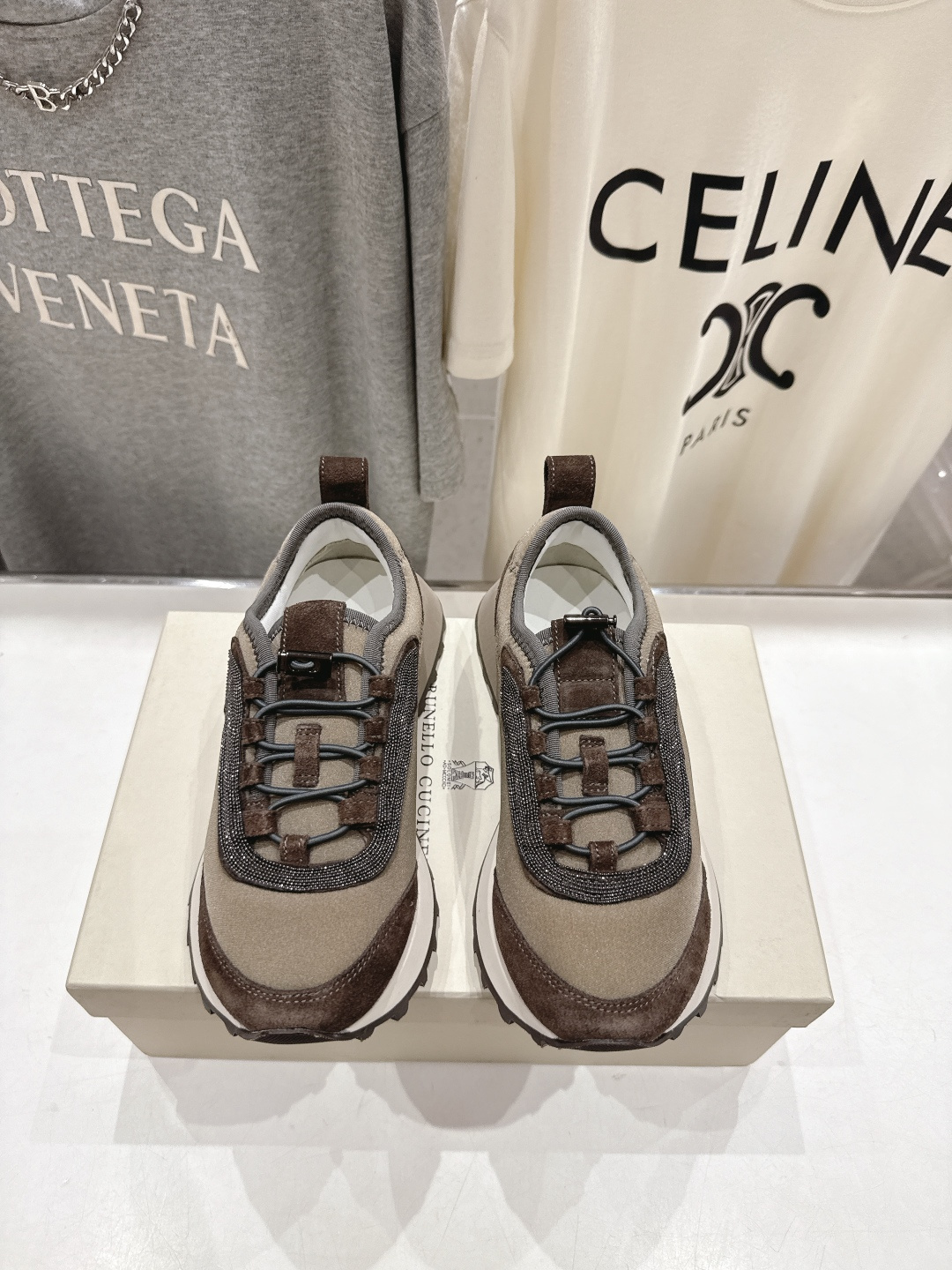 高版本出厂 情侣款 Brunello Cucinelli F059新款BC系带厚底情侣款休闲运动鞋，市场