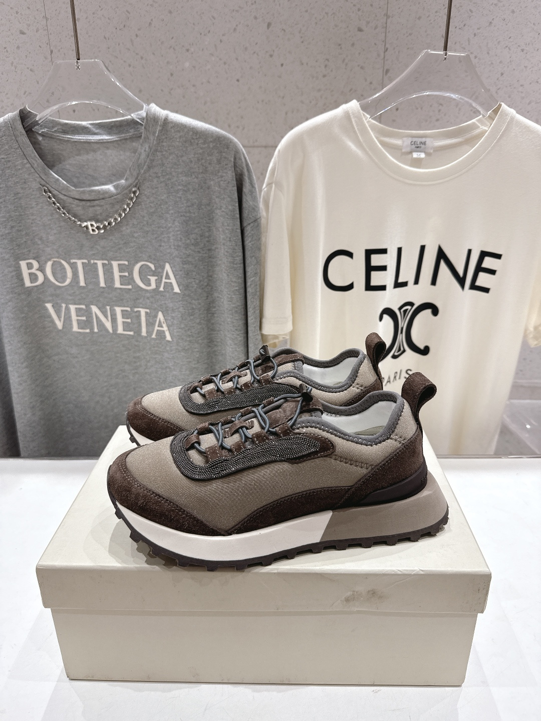 高版本出厂 情侣款 Brunello Cucinelli F059新款BC系带厚底情侣款休闲运动鞋，市场