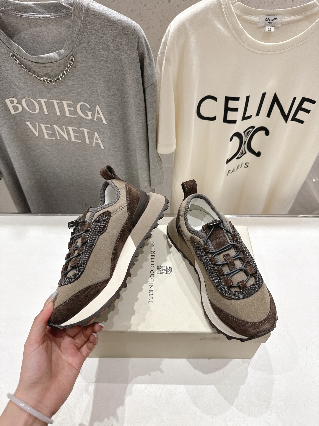 高版本出厂 情侣款 Brunello Cucinelli F059新款BC系带厚底情侣款休闲运动鞋，市场