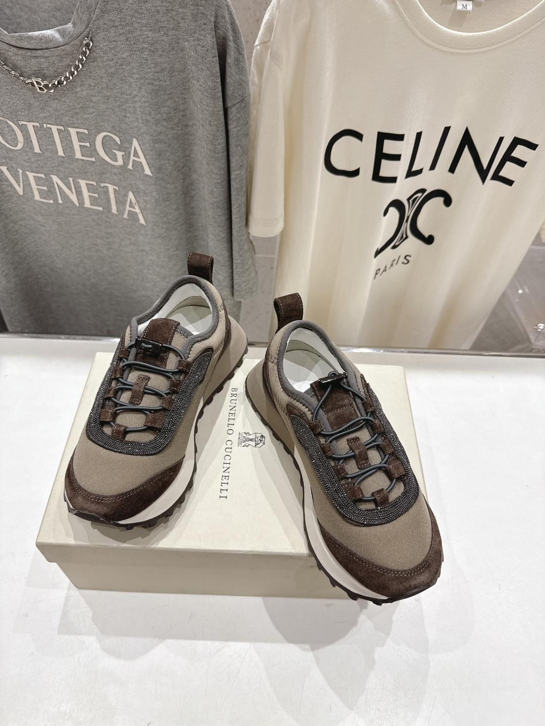 高版本出厂 情侣款 Brunello Cucinelli F059新款BC系带厚底情侣款休闲运动鞋，市场