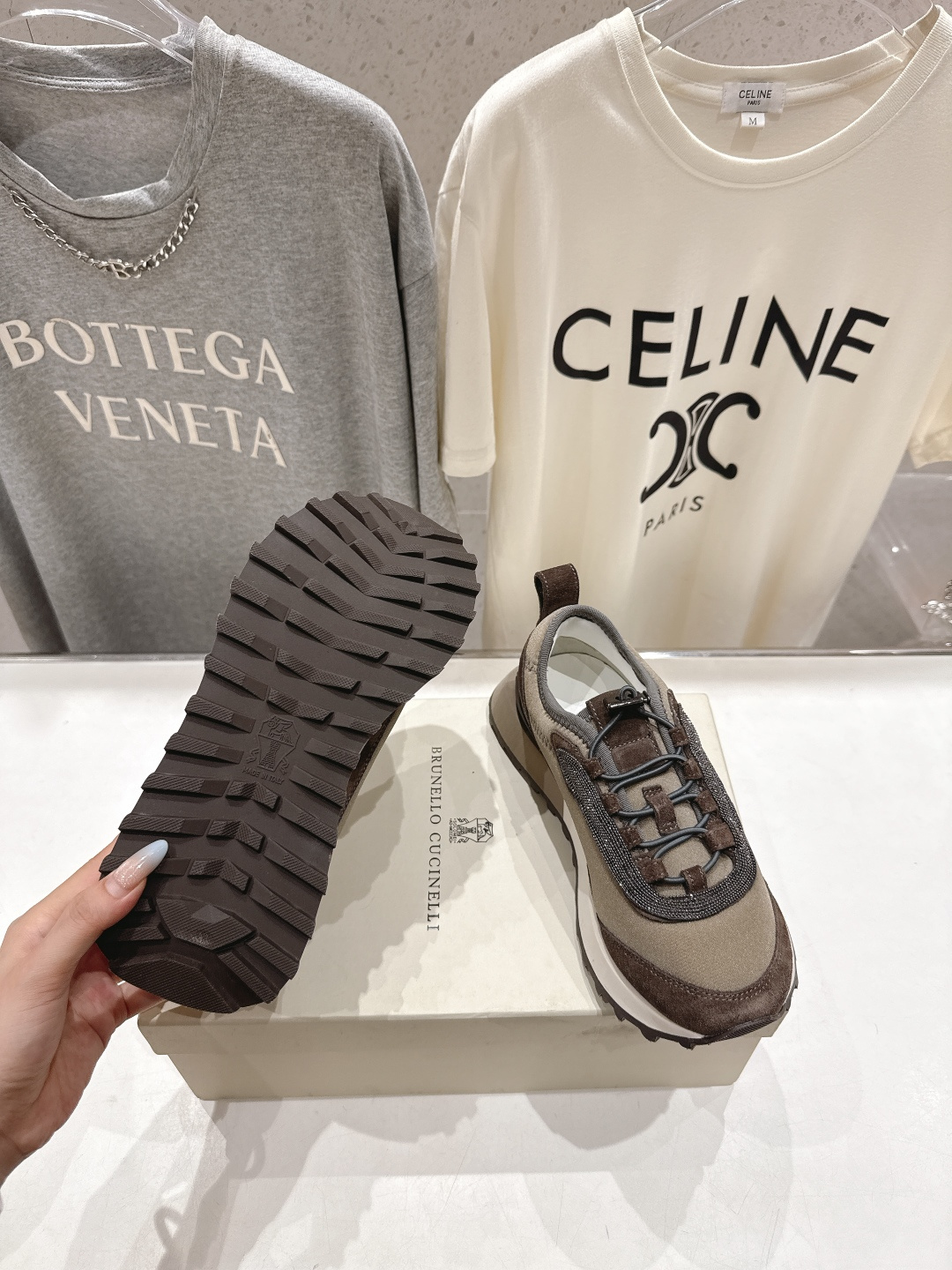 高版本出厂 情侣款 Brunello Cucinelli F059新款BC系带厚底情侣款休闲运动鞋，市场