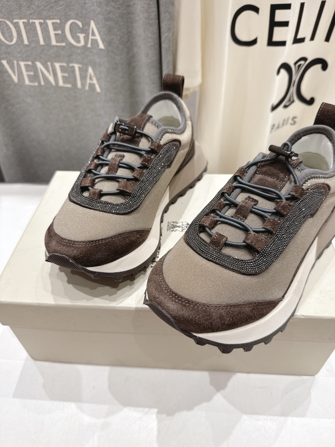 高版本出厂 情侣款 Brunello Cucinelli F059新款BC系带厚底情侣款休闲运动鞋，市场