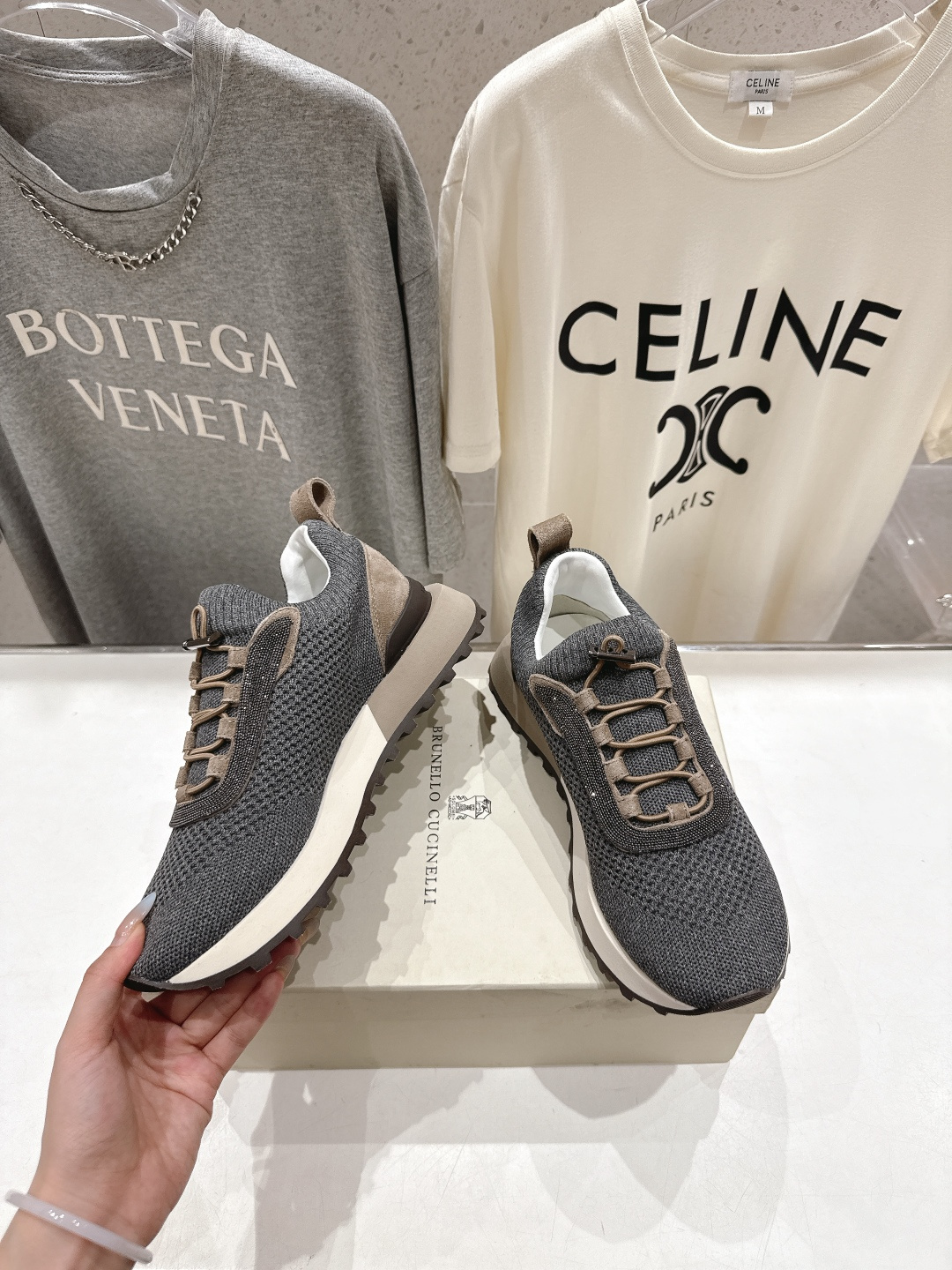 高版本出厂 情侣款 Brunello Cucinelli F059新款BC系带厚底情侣款休闲运动鞋，市场