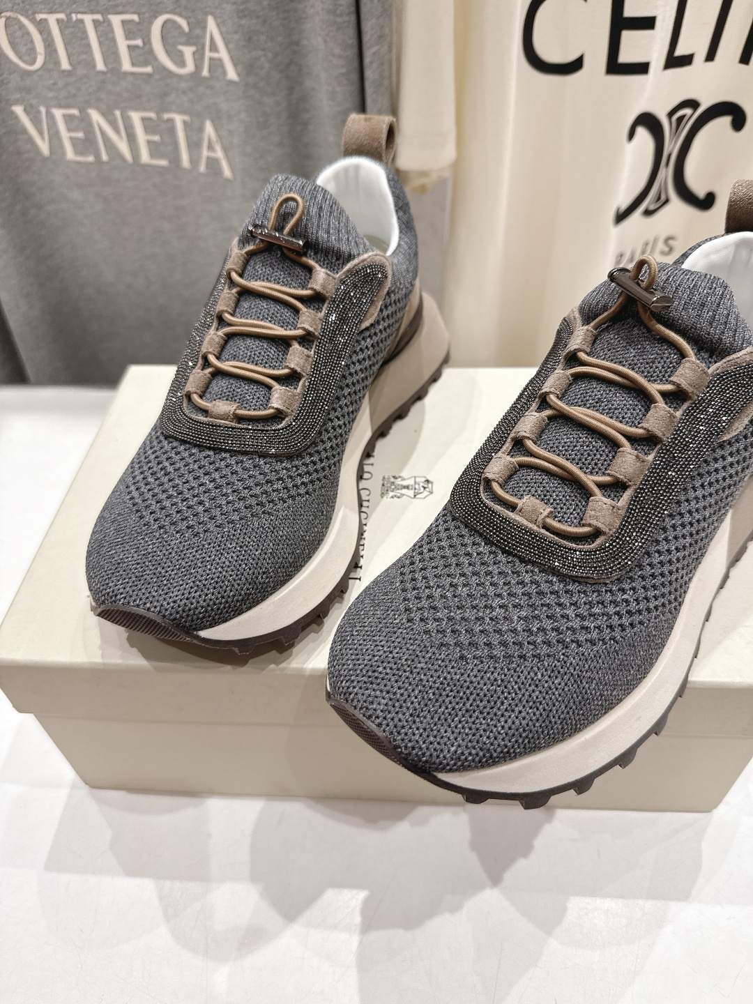 高版本出厂 情侣款 Brunello Cucinelli F059新款BC系带厚底情侣款休闲运动鞋，市场