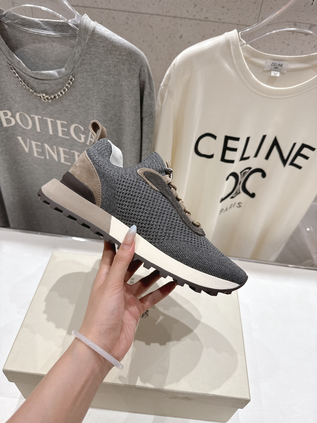 高版本出厂 情侣款 Brunello Cucinelli F059新款BC系带厚底情侣款休闲运动鞋，市场