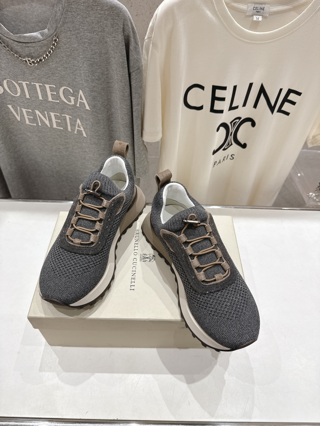 高版本出厂 情侣款 Brunello Cucinelli F059新款BC系带厚底情侣款休闲运动鞋，市场