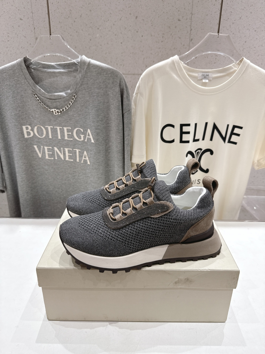 高版本出厂 情侣款 Brunello Cucinelli F059新款BC系带厚底情侣款休闲运动鞋，市场