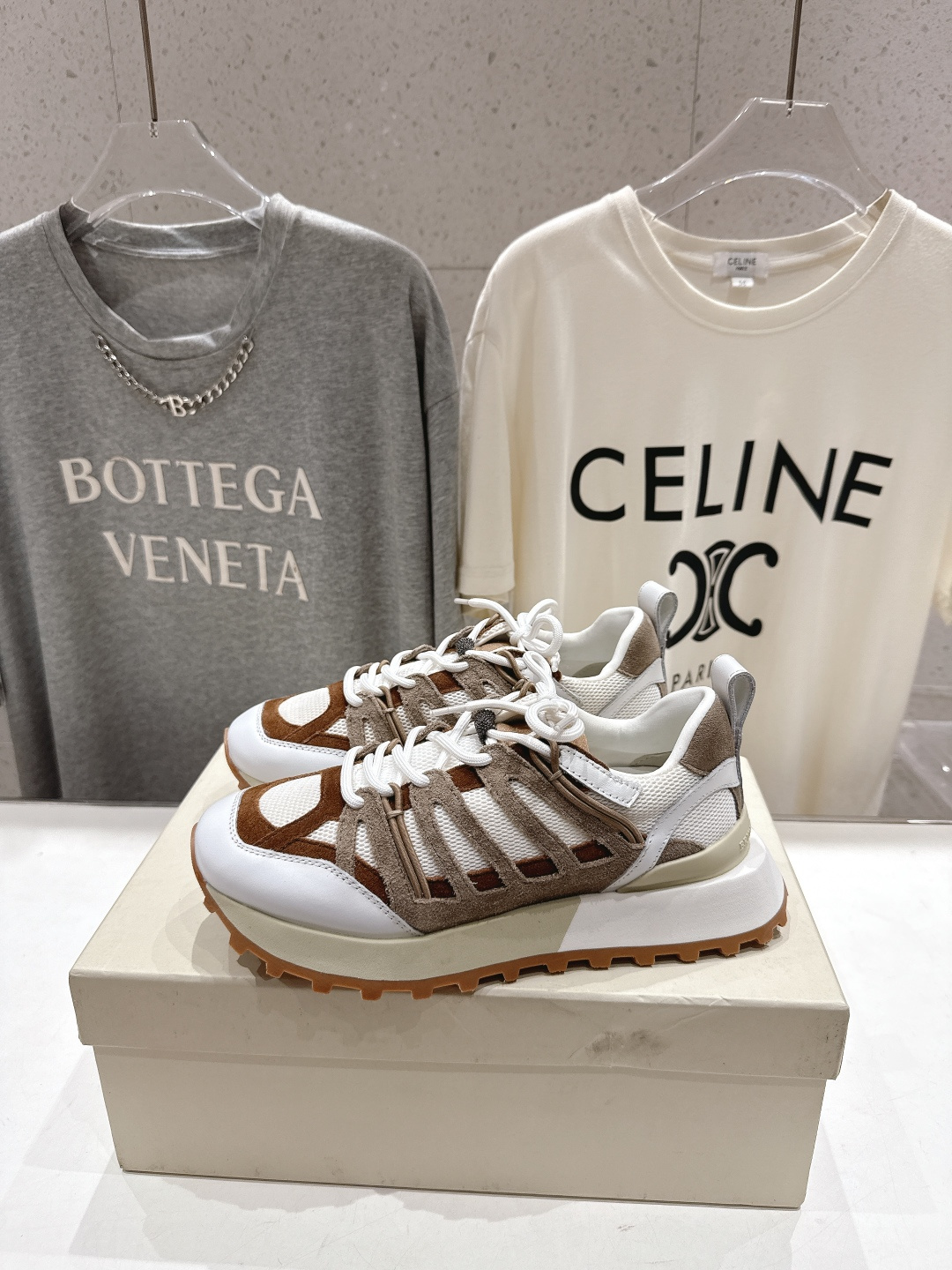 高版本出厂 情侣款 Brunello Cucinelli F059新款BC系带厚底情侣款休闲运动鞋，市场