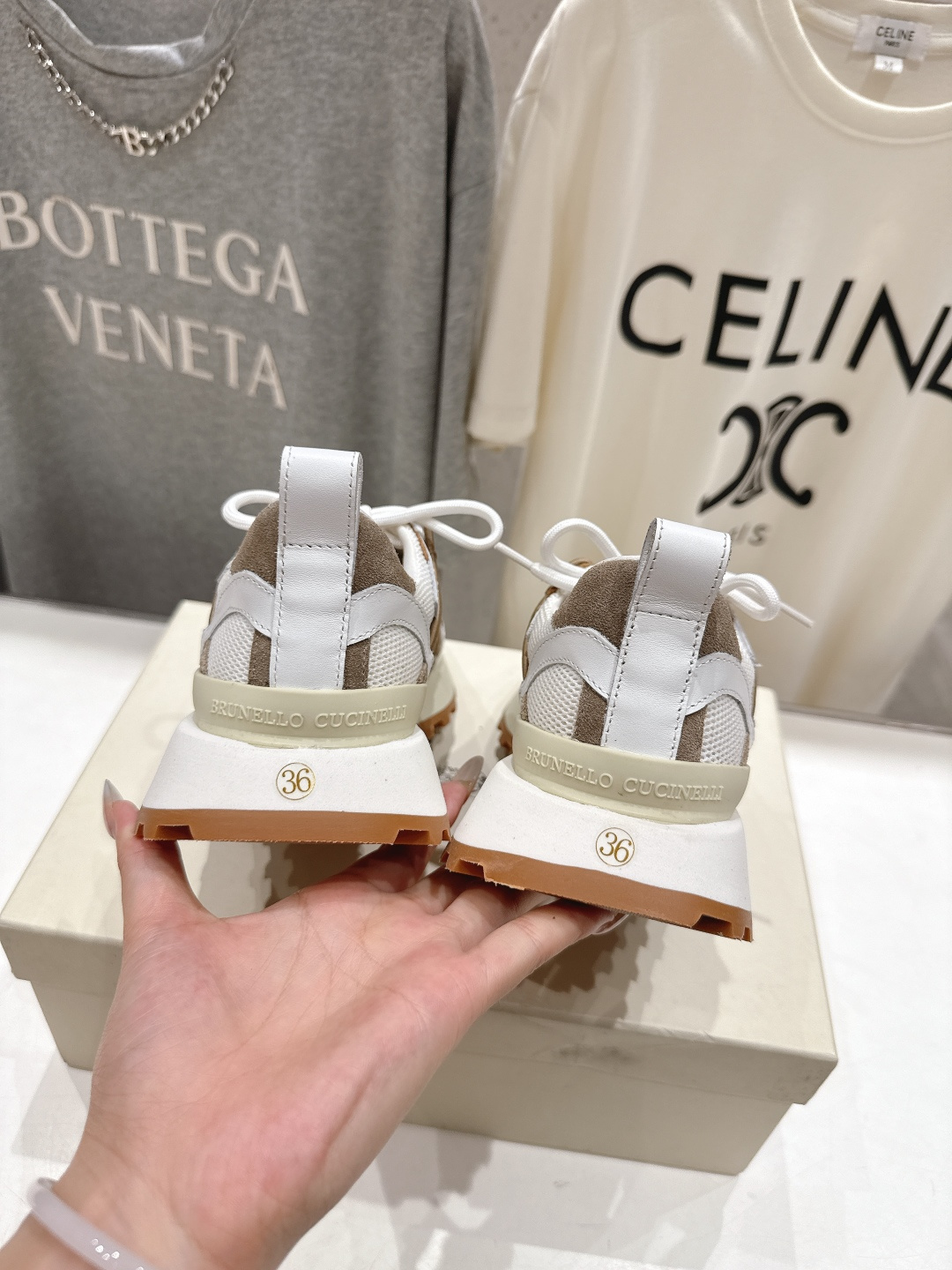 高版本出厂 情侣款 Brunello Cucinelli F059新款BC系带厚底情侣款休闲运动鞋，市场