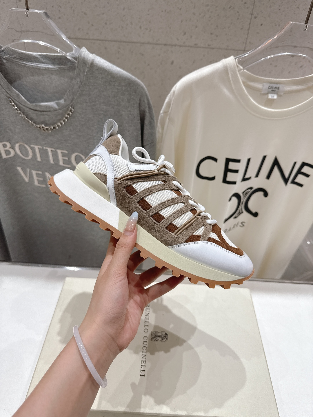 高版本出厂 情侣款 Brunello Cucinelli F059新款BC系带厚底情侣款休闲运动鞋，市场