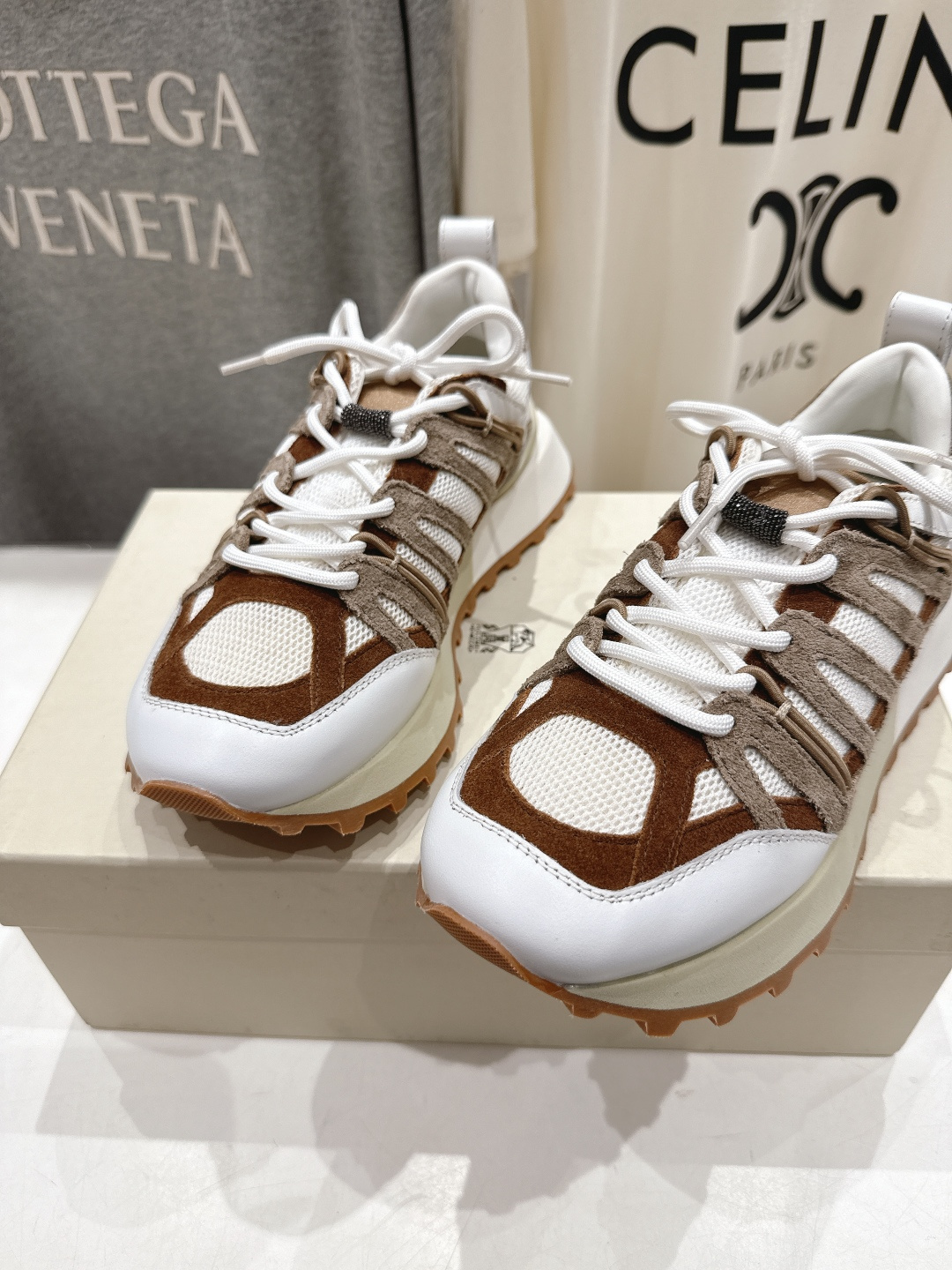 高版本出厂 情侣款 Brunello Cucinelli F059新款BC系带厚底情侣款休闲运动鞋，市场