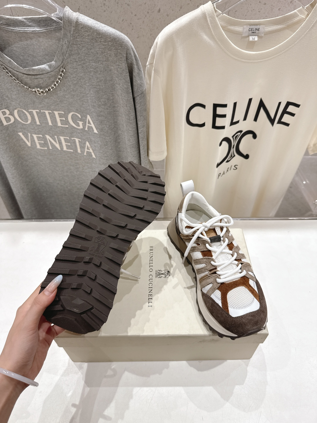 高版本出厂 情侣款 Brunello Cucinelli F059新款BC系带厚底情侣款休闲运动鞋，市场