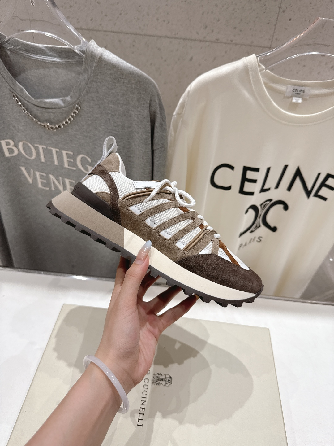 高版本出厂 情侣款 Brunello Cucinelli F059新款BC系带厚底情侣款休闲运动鞋，市场