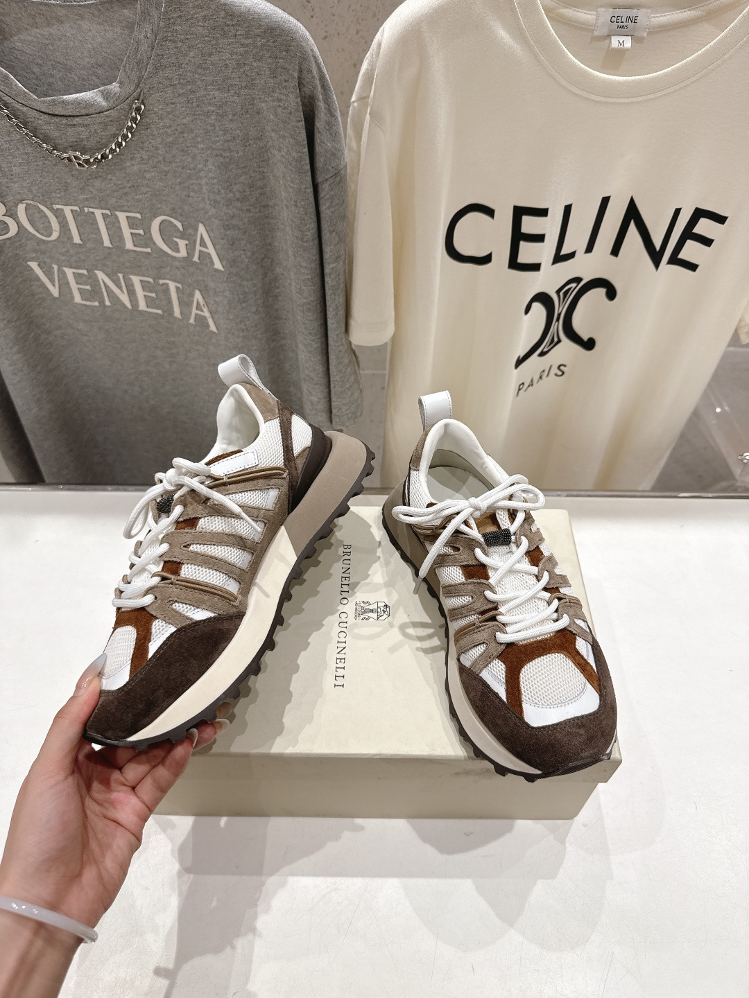 高版本出厂 情侣款 Brunello Cucinelli F059新款BC系带厚底情侣款休闲运动鞋，市场