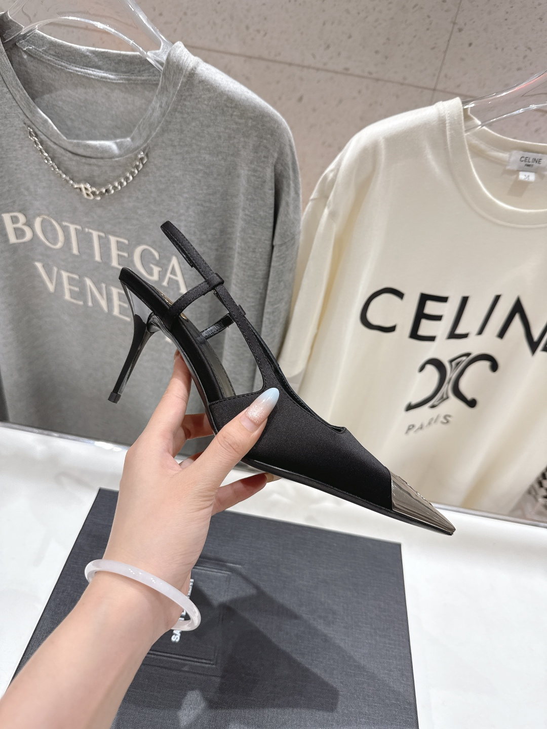 高版本出厂 SAINT LAURENT/圣罗兰YSL🆕 25ss春夏全新金属小方头高跟鞋凉鞋单鞋～今年大