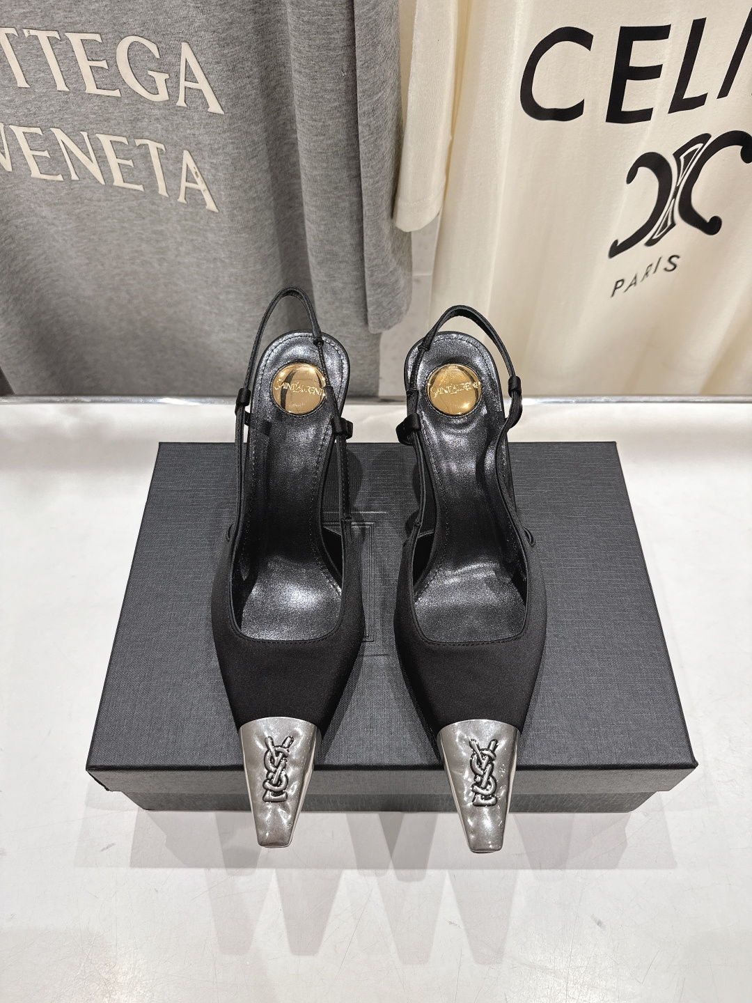 高版本出厂 SAINT LAURENT/圣罗兰YSL🆕 25ss春夏全新金属小方头高跟鞋凉鞋单鞋～今年大