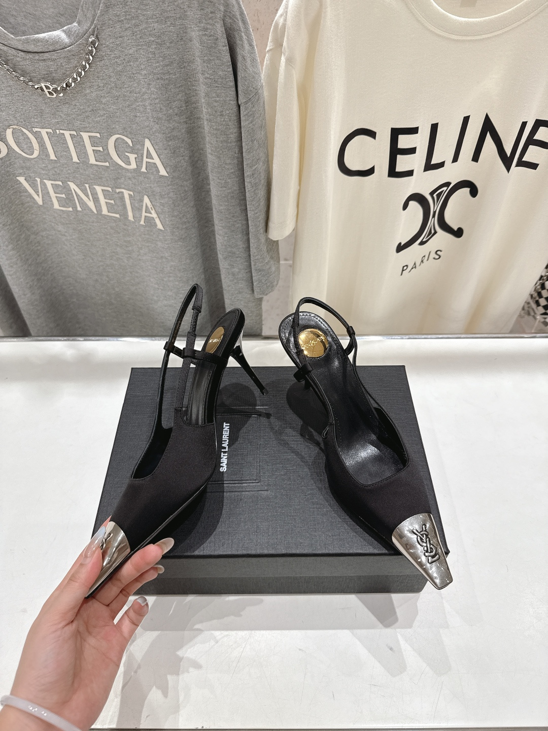 高版本出厂 SAINT LAURENT/圣罗兰YSL🆕 25ss春夏全新金属小方头高跟鞋凉鞋单鞋～今年大