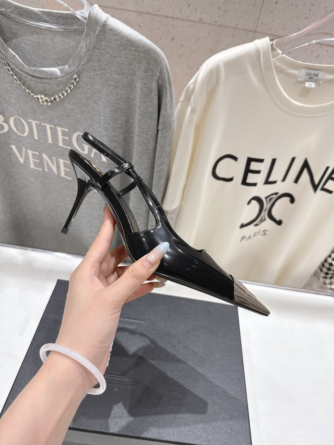 高版本出厂 SAINT LAURENT/圣罗兰YSL🆕 25ss春夏全新金属小方头高跟鞋凉鞋单鞋～今年大