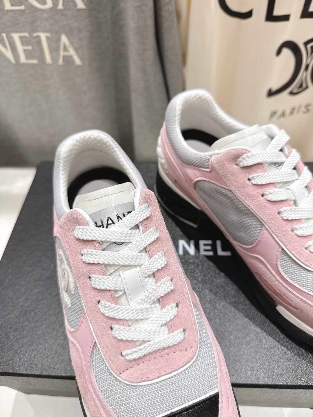 高版本出厂 Chane*香奈儿F015 小香 2025ss新款系带熊猫鞋休闲鞋小白鞋运动鞋 饼干鞋顶级版