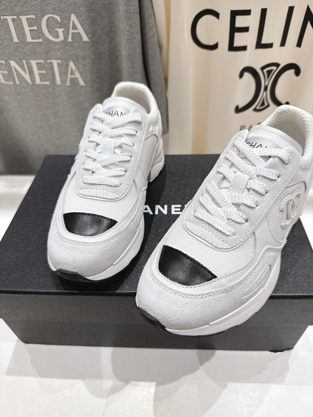 高版本出厂 Chane*香奈儿F015 小香 2025ss新款系带熊猫鞋休闲鞋小白鞋运动鞋 饼干鞋顶级版