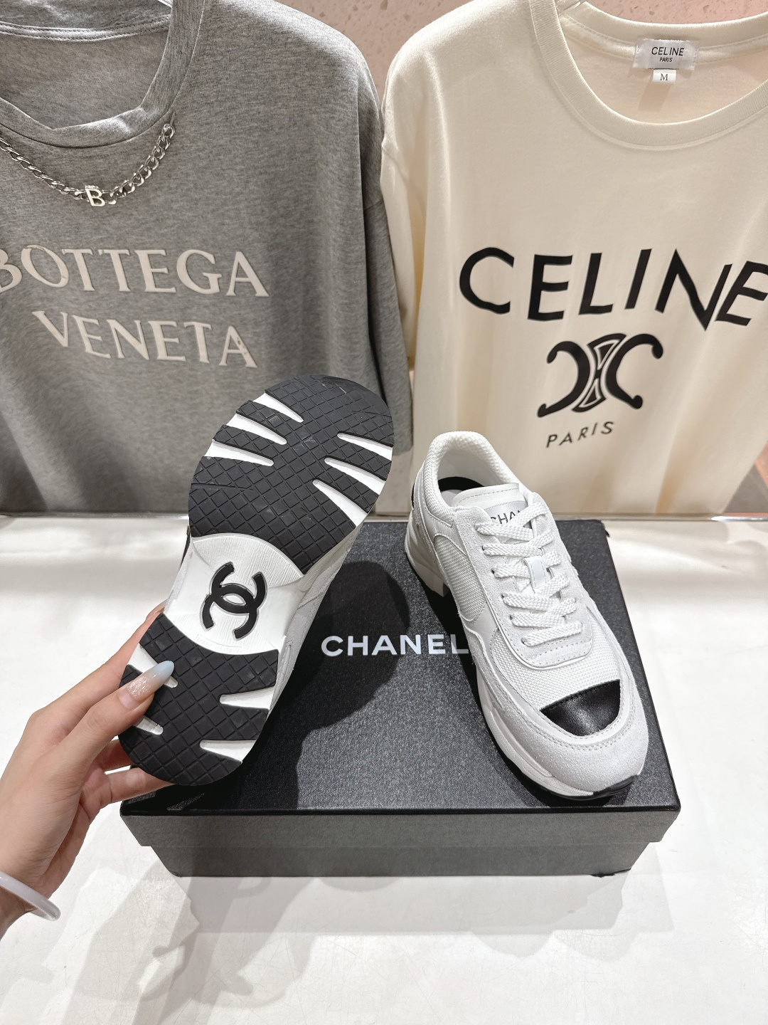 高版本出厂 Chane*香奈儿F015 小香 2025ss新款系带熊猫鞋休闲鞋小白鞋运动鞋 饼干鞋顶级版