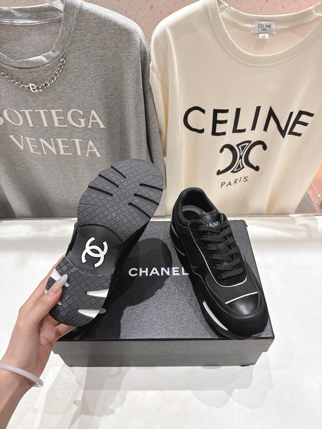 高版本出厂 Chane*香奈儿F015 小香 2025ss新款系带熊猫鞋休闲鞋小白鞋运动鞋 饼干鞋顶级版