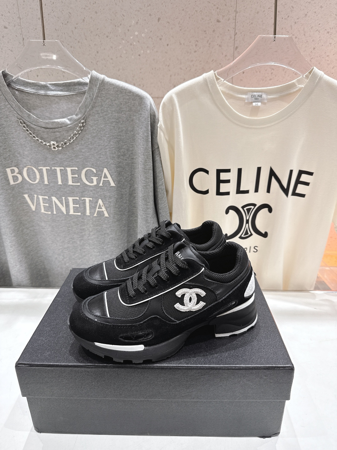 高版本出厂 Chane*香奈儿F015 小香 2025ss新款系带熊猫鞋休闲鞋小白鞋运动鞋 饼干鞋顶级版