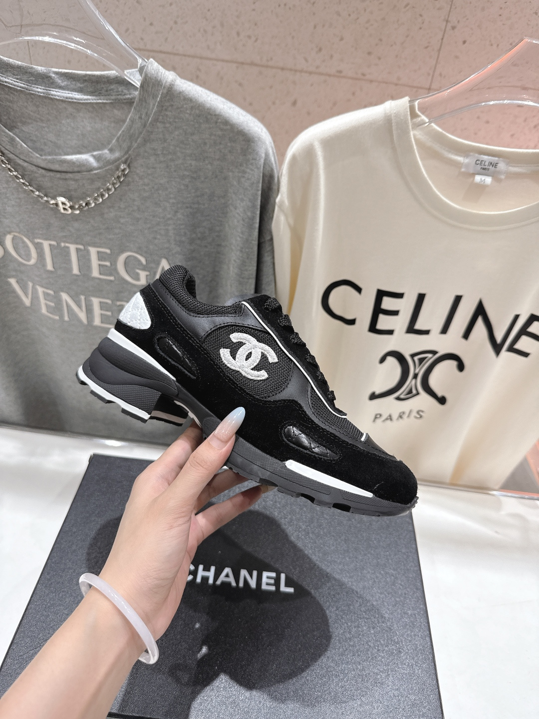 高版本出厂 Chane*香奈儿F015 小香 2025ss新款系带熊猫鞋休闲鞋小白鞋运动鞋 饼干鞋顶级版