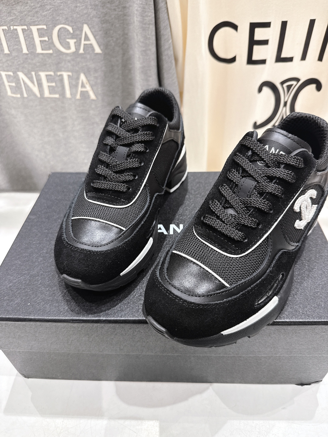 高版本出厂 Chane*香奈儿F015 小香 2025ss新款系带熊猫鞋休闲鞋小白鞋运动鞋 饼干鞋顶级版