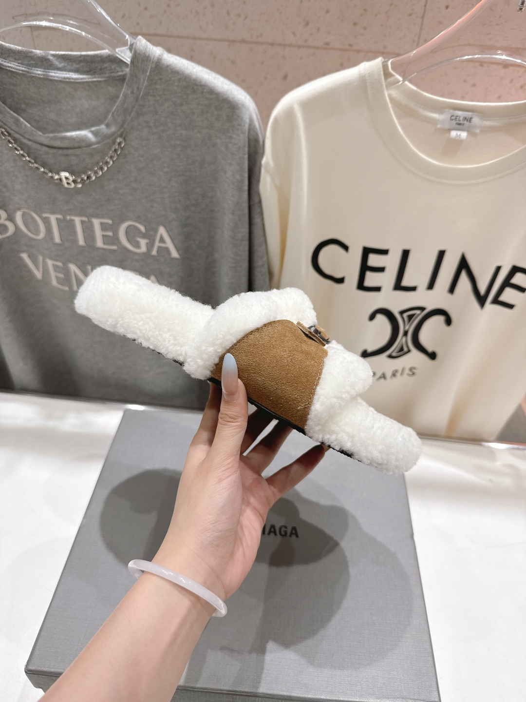 高版本出厂 BALENCIAGA*巴黎世家F027 25ss秋冬新款平底羊毛拖鞋毛毛鞋冬日凛凛🏂🏻不可缺