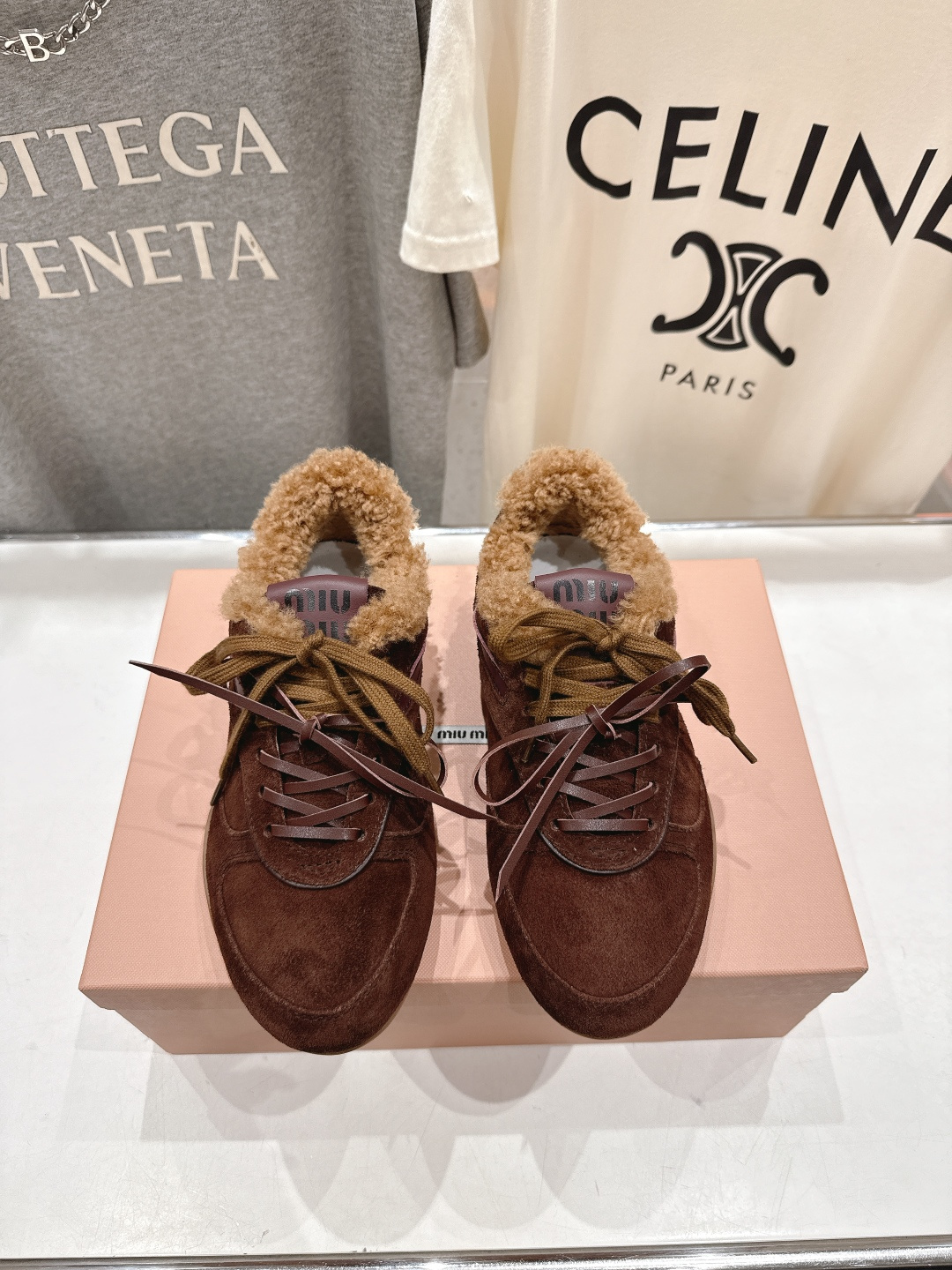 高版本出厂 毛里 MiuMiu/缪缪F022 2025ss秋冬走秀新款系带德训鞋休闲运动鞋 这款系带休闲