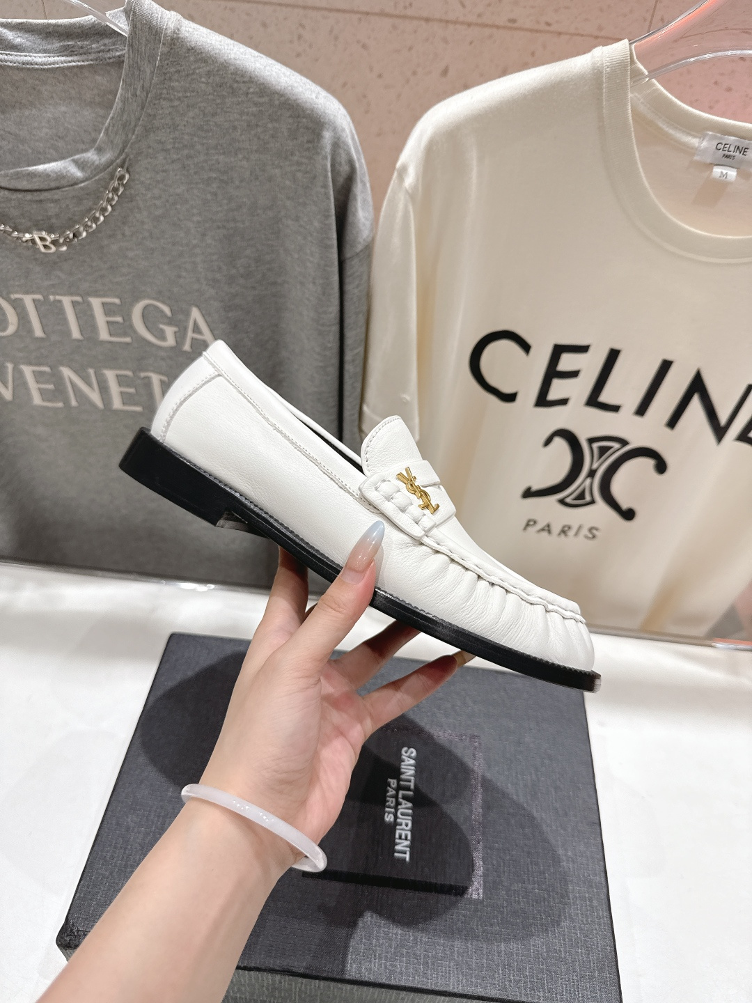 高版本出厂 SAINT LAURENT/圣罗兰YSL 25ss爆款平底玛丽珍一脚蹬乐福鞋，2025全新升