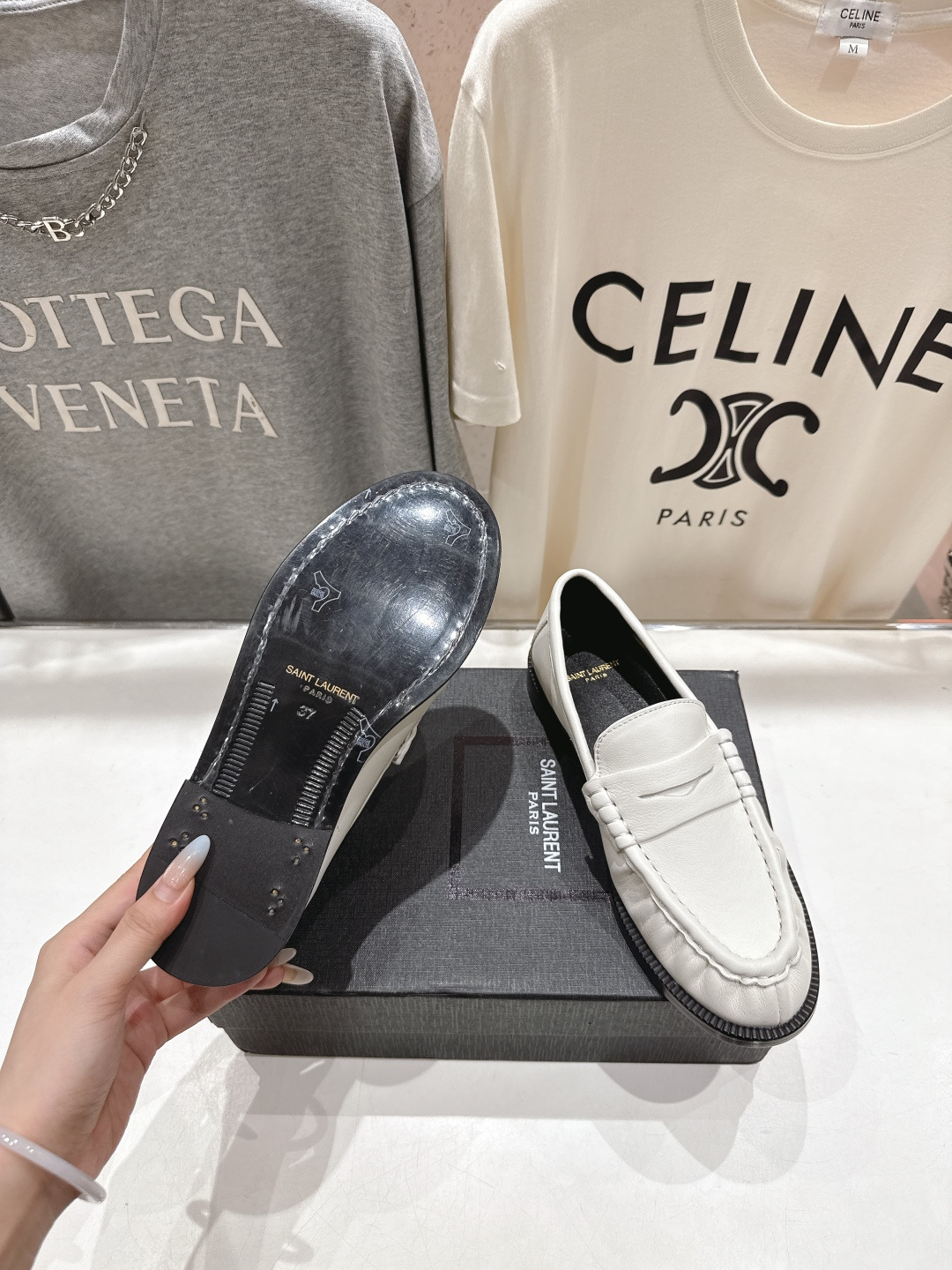 高版本出厂 SAINT LAURENT/圣罗兰YSL 25ss爆款平底玛丽珍一脚蹬乐福鞋，2025全新升