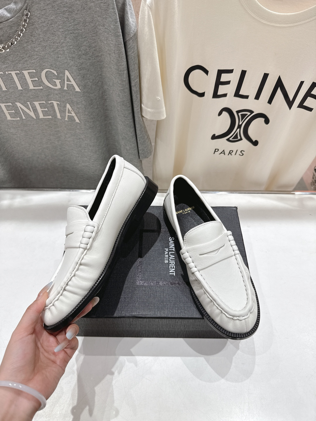 高版本出厂 SAINT LAURENT/圣罗兰YSL 25ss爆款平底玛丽珍一脚蹬乐福鞋，2025全新升