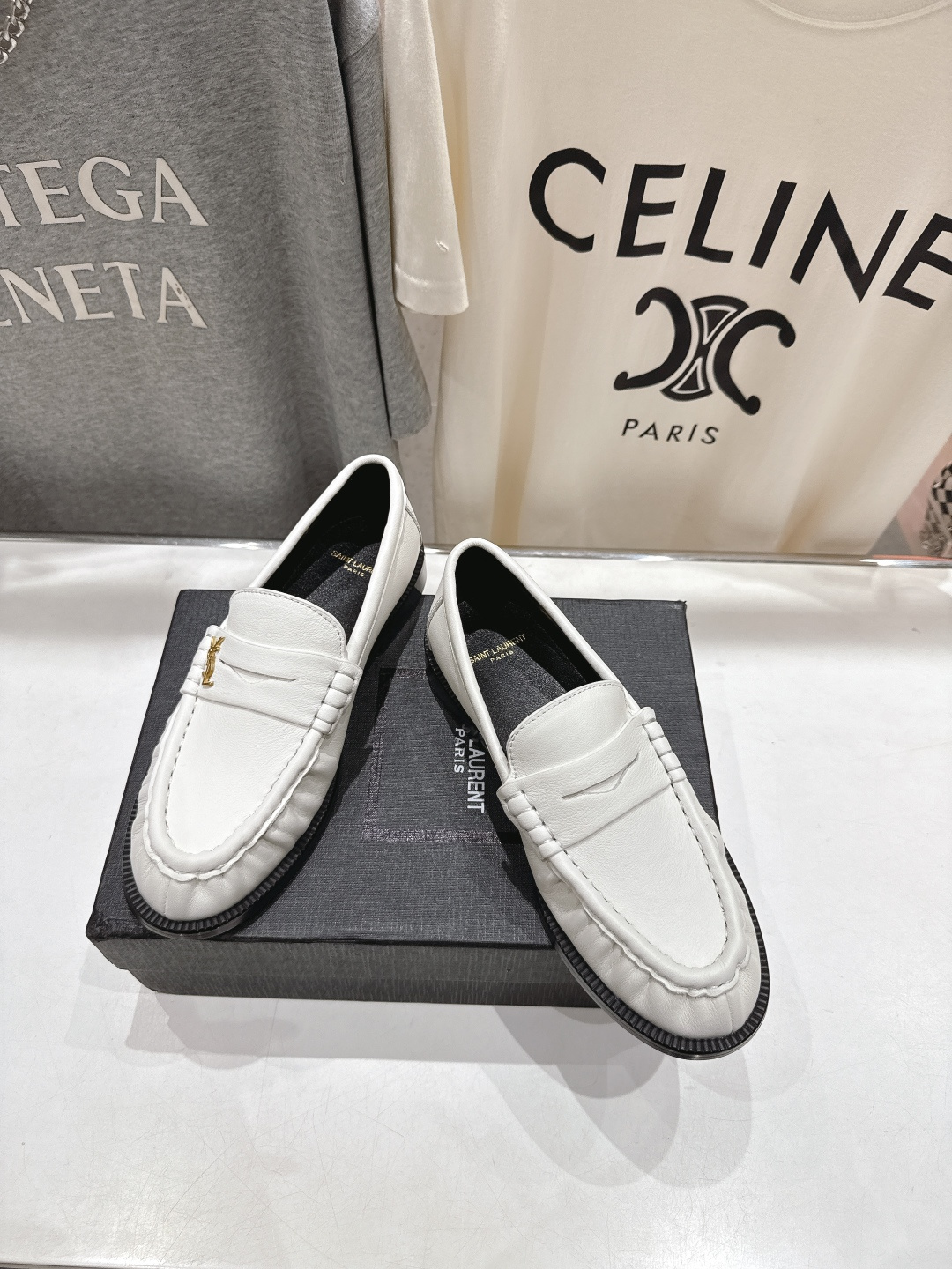 高版本出厂 SAINT LAURENT/圣罗兰YSL 25ss爆款平底玛丽珍一脚蹬乐福鞋，2025全新升