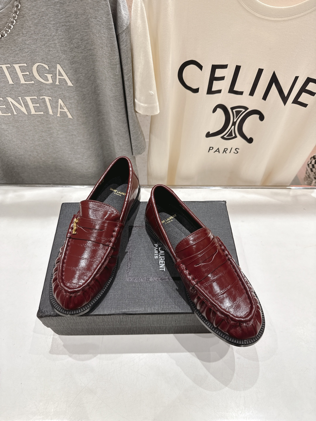 高版本出厂 SAINT LAURENT/圣罗兰YSL 25ss爆款平底玛丽珍一脚蹬乐福鞋，2025全新升