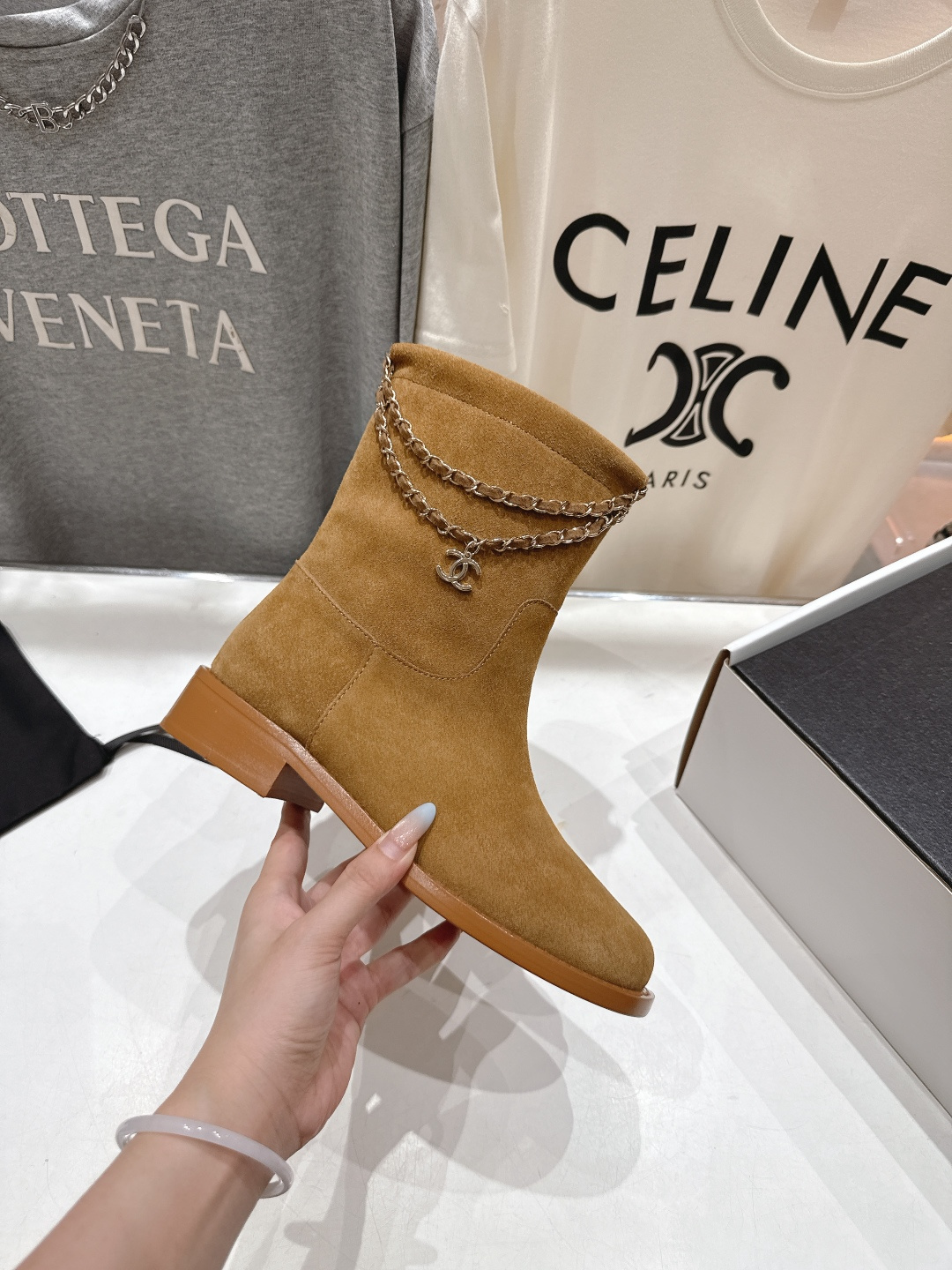 高版本出厂 Chanel/香奈儿F028 小香2025ss秋冬新款切尔西帅气短靴中筒靴马丁靴，原版拆卸精