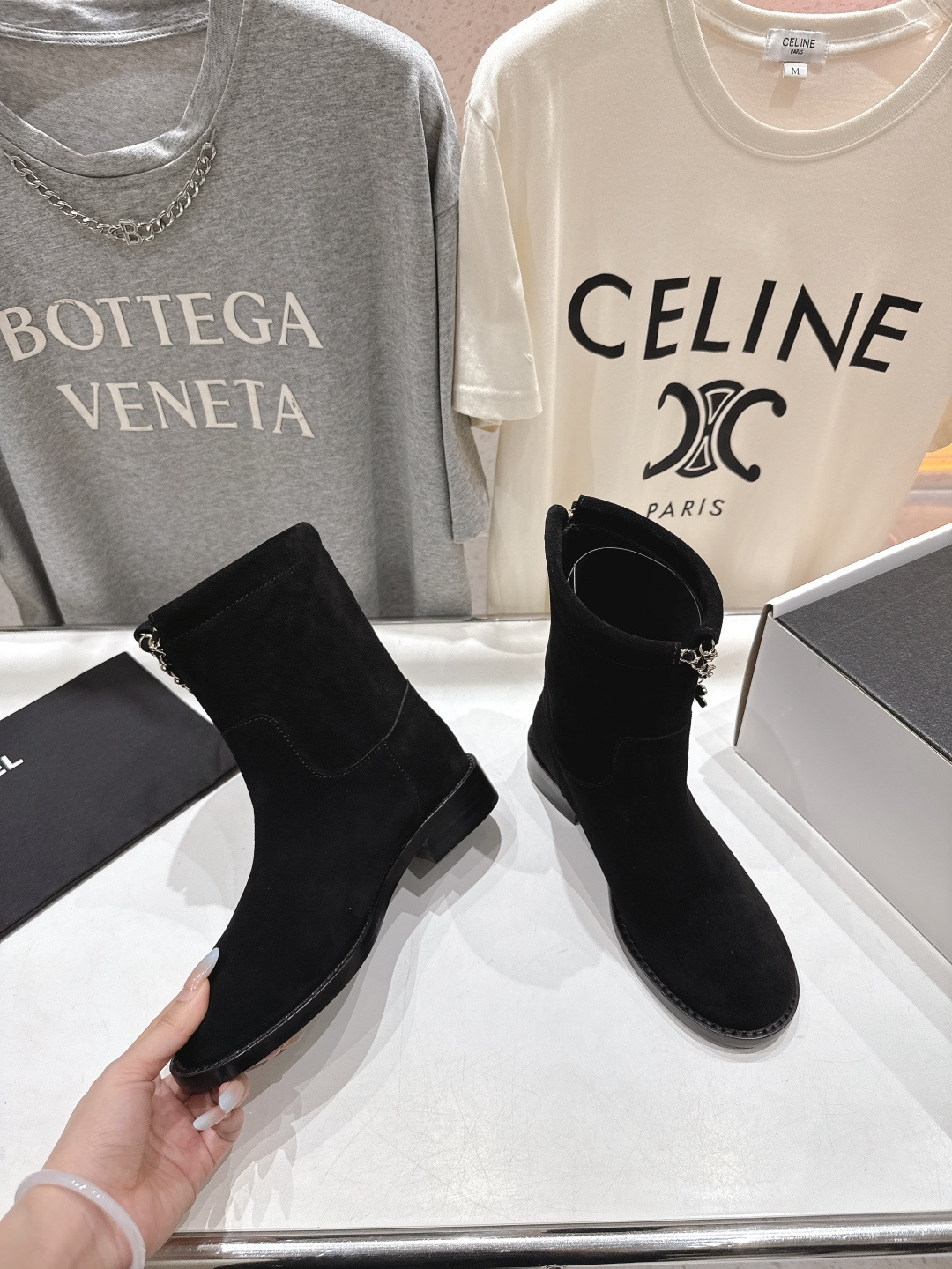 高版本出厂 Chanel/香奈儿F028 小香2025ss秋冬新款切尔西帅气短靴中筒靴马丁靴，原版拆卸精