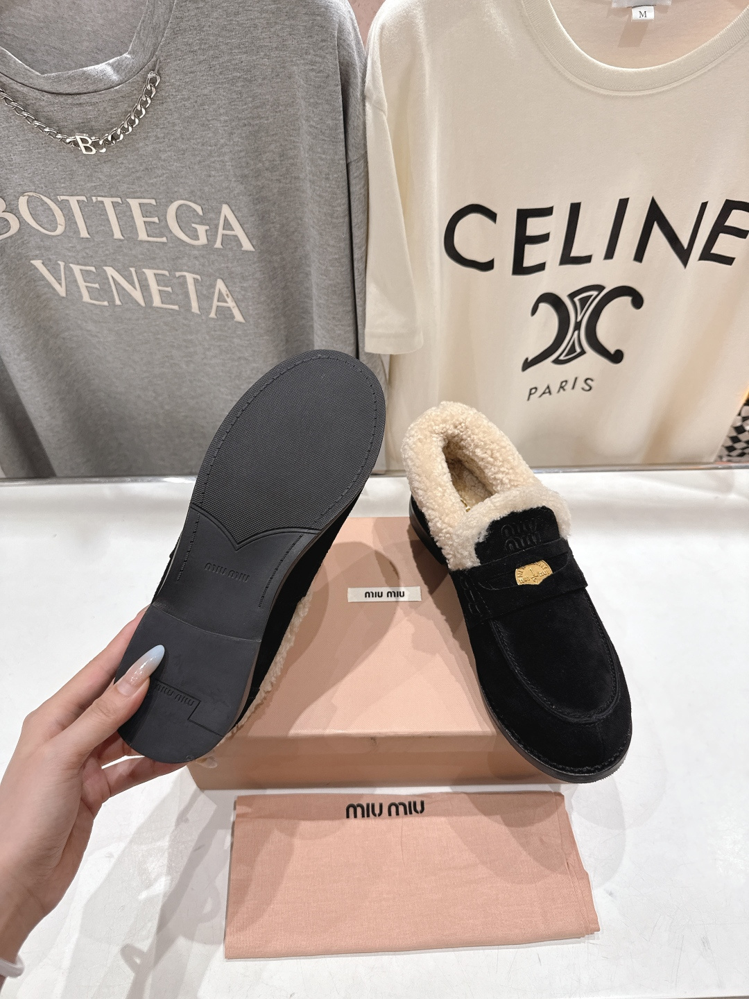 高版本出厂 MiuMiu/缪缪F049 2025ss秋冬新款·幸运钱币系列驾车鞋加毛乐福鞋毛毛鞋各路明星