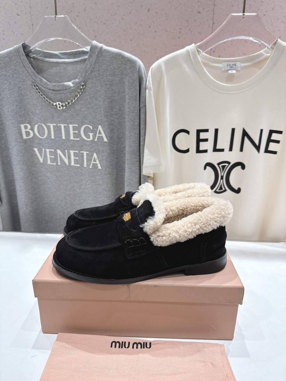 高版本出厂 MiuMiu/缪缪F049 2025ss秋冬新款·幸运钱币系列驾车鞋加毛乐福鞋毛毛鞋各路明星