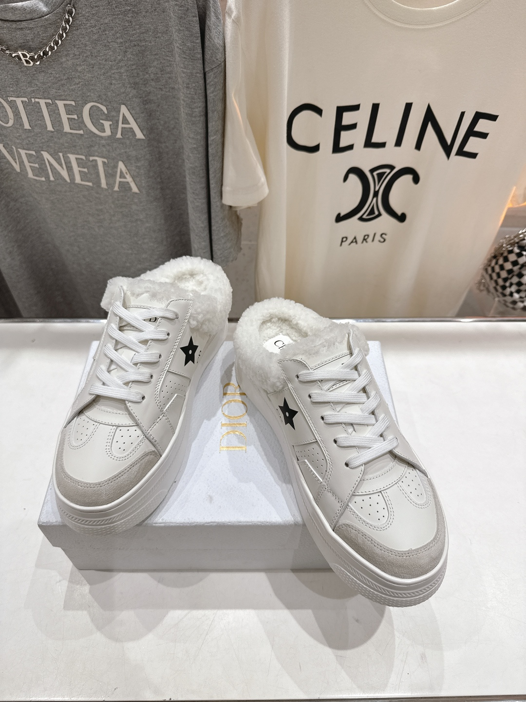 市场高版本 厚底 Dior Star 迪奥D家F037 2025ss秋冬新款半拖厚底羊毛里休闲鞋小白鞋延