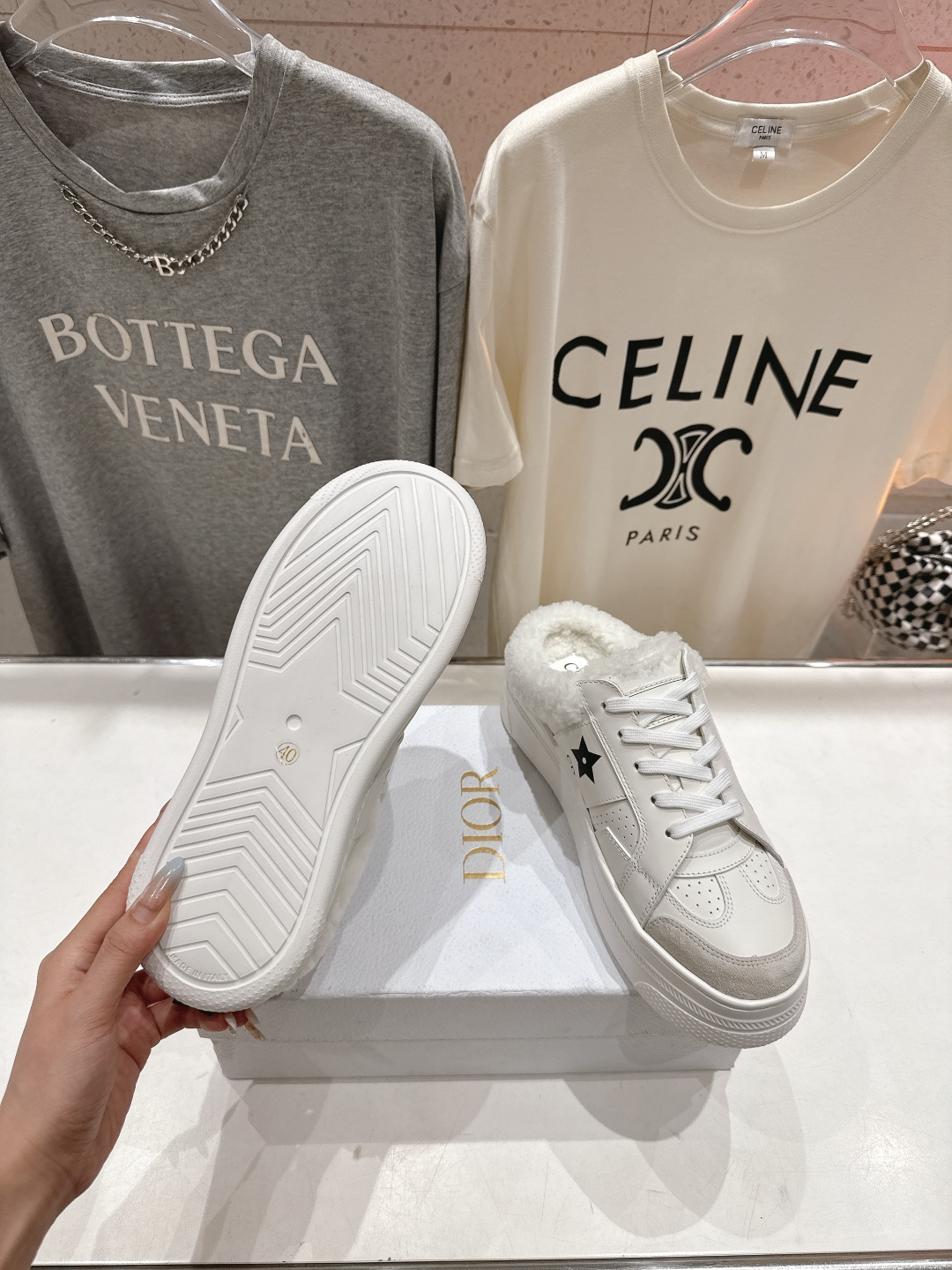 市场高版本 厚底 Dior Star 迪奥D家F037 2025ss秋冬新款半拖厚底羊毛里休闲鞋小白鞋延