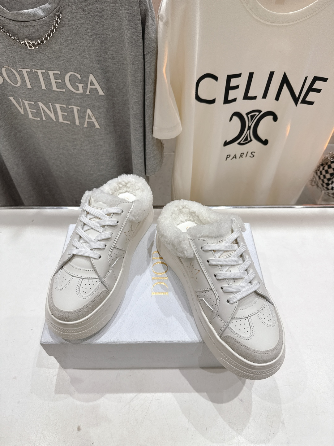 市场高版本 厚底 Dior Star 迪奥D家F037 2025ss秋冬新款半拖厚底羊毛里休闲鞋小白鞋延