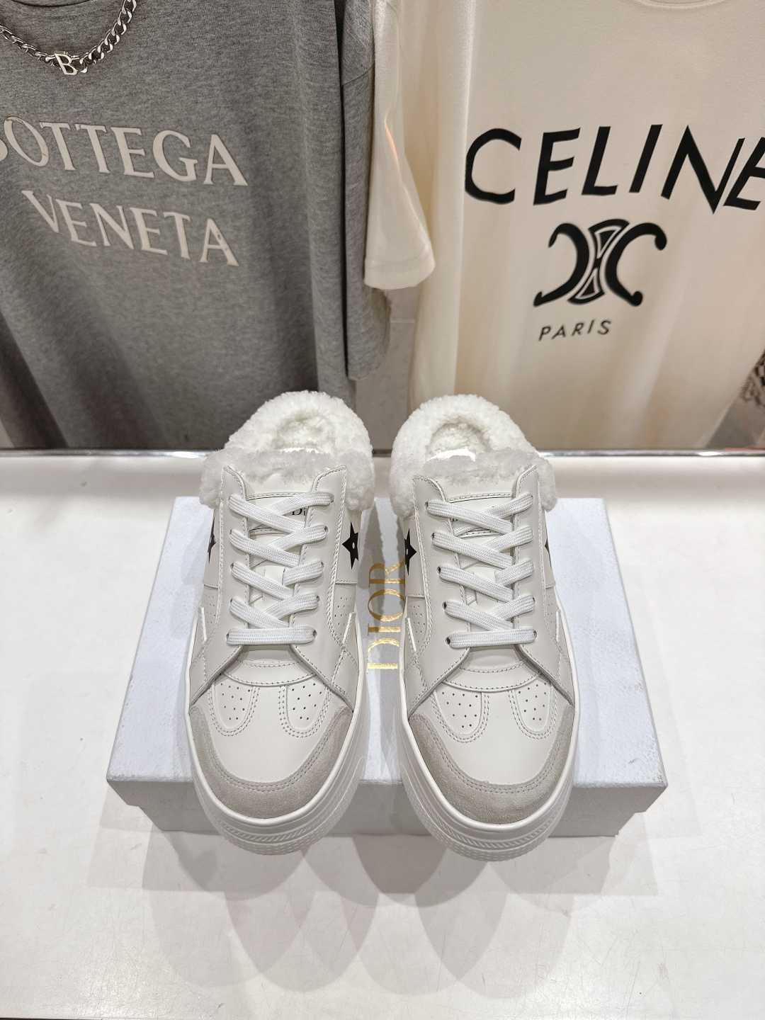 市场高版本 厚底 Dior Star 迪奥D家F037 2025ss秋冬新款半拖厚底羊毛里休闲鞋小白鞋延