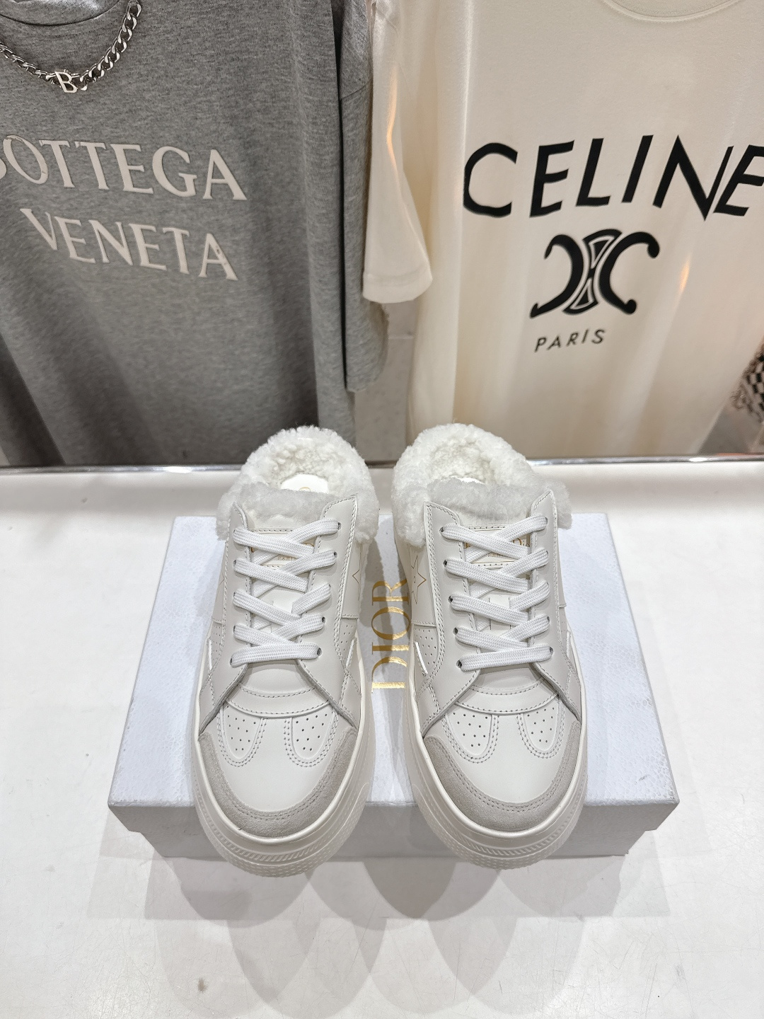 市场高版本 厚底 Dior Star 迪奥D家F037 2025ss秋冬新款半拖厚底羊毛里休闲鞋小白鞋延