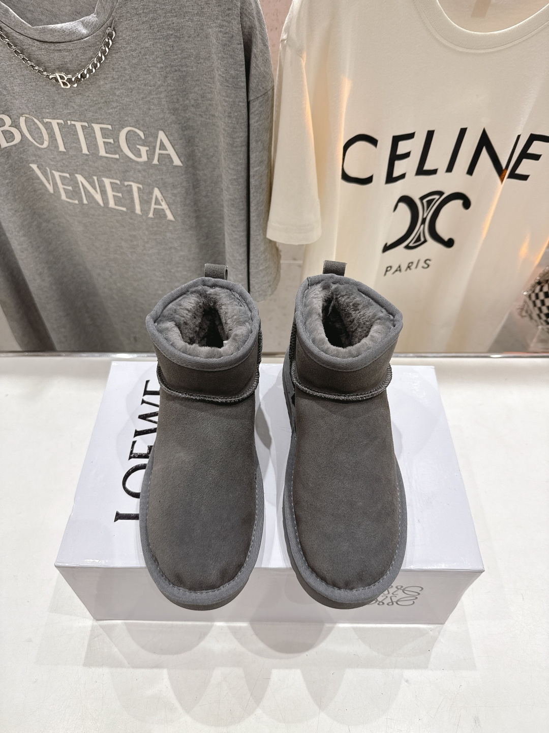 高版本出厂 Loewe/罗意威F036 25ss冬季最新毛里雪地靴毛毛靴小短靴～顶级版本 罗意威毛毛靴这