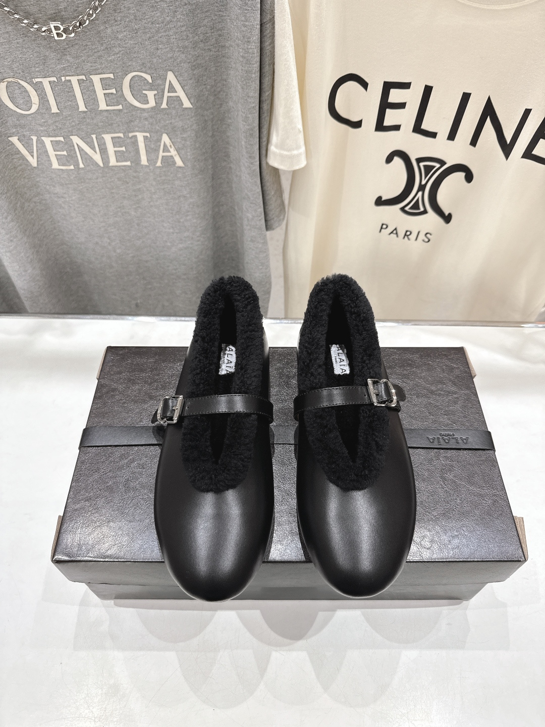 高版本出厂 毛里 独家新品 Alaia 阿莱亚25ss/秋冬走秀款平底羊毛里玛丽珍芭蕾舞鞋休闲鞋章小蕙同