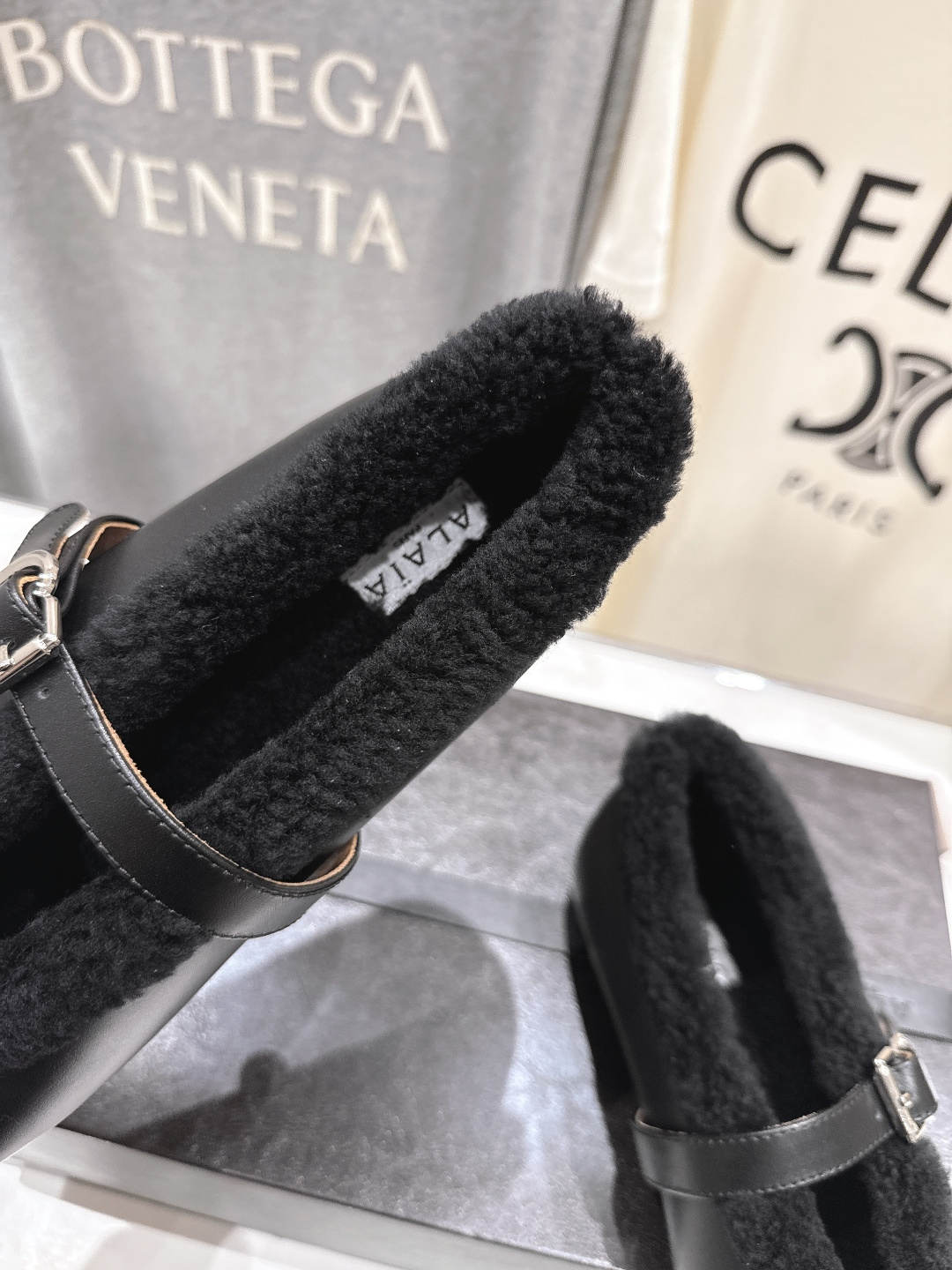 高版本出厂 毛里 独家新品 Alaia 阿莱亚25ss/秋冬走秀款平底羊毛里玛丽珍芭蕾舞鞋休闲鞋章小蕙同