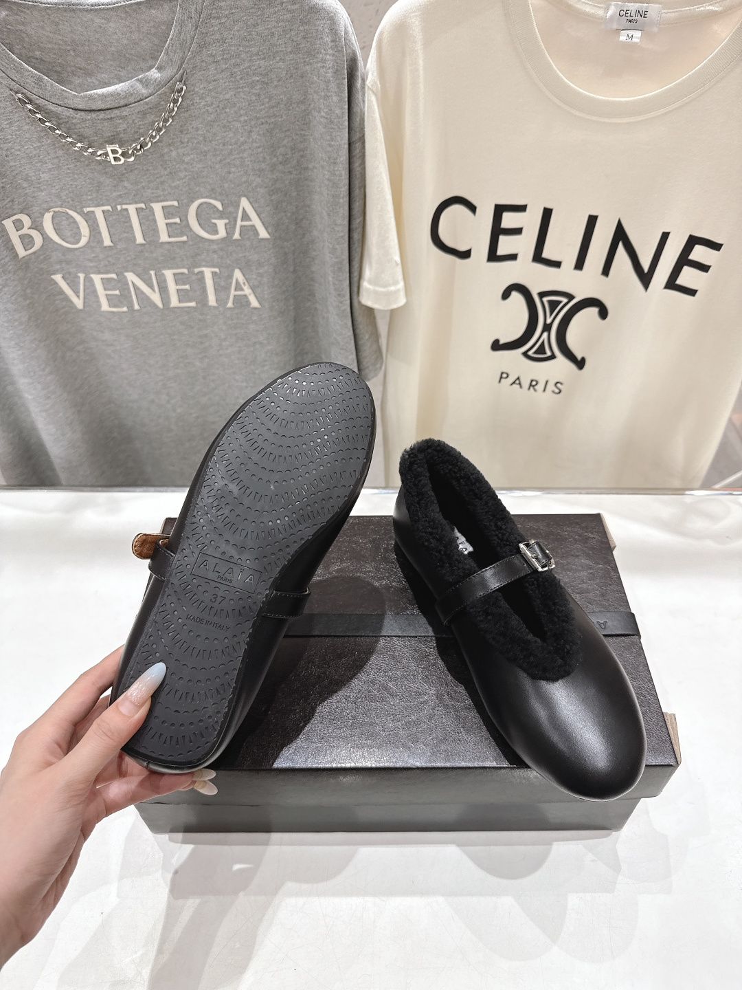 高版本出厂 毛里 独家新品 Alaia 阿莱亚25ss/秋冬走秀款平底羊毛里玛丽珍芭蕾舞鞋休闲鞋章小蕙同